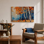Birch Forest Wall Art Aspen Grove Framed Canvas Autumn Impasto Landscape Rustic Home Decor