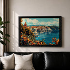 Amalfi Coast Wall Art Sorrento Italy Framed Canvas Mediterranean Coastal Living Room Decor