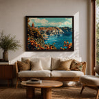 Amalfi Coast Wall Art Sorrento Italy Framed Canvas Mediterranean Coastal Living Room Decor