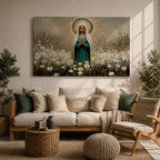 Virgin Mary Wall Art Our Lady of Grace Framed Canvas Catholic Prayer Home Decor