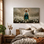 Virgin Mary Wall Art Our Lady of Grace Framed Canvas Catholic Prayer Home Decor