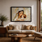 Virgin Mary Baby Jesus Wall Art Madonna and Child Framed Canvas Catholic Home Decor