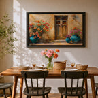 Mediterranean Doorway Wall Art Tuscan Door Framed Canvas Rustic Floral Boho Living Room Decor