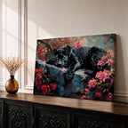 Black Panther Wall Art Melanistic Leopard Framed Canvas Jungle Wildlife Exotic Tropical Home Decor