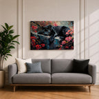 Black Panther Wall Art Melanistic Leopard Framed Canvas Jungle Wildlife Exotic Tropical Home Decor