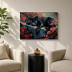 Black Panther Wall Art Melanistic Leopard Framed Canvas Jungle Wildlife Exotic Tropical Home Decor