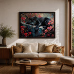Black Panther Wall Art Melanistic Leopard Framed Canvas Jungle Wildlife Exotic Tropical Home Decor