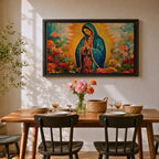 Our Lady of Guadalupe Wall Art Virgencita Framed Canvas Mexican Catholic Prayer Home Decor