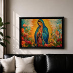 Our Lady of Guadalupe Wall Art Virgencita Framed Canvas Mexican Catholic Prayer Home Decor