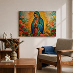 Our Lady of Guadalupe Wall Art Virgencita Framed Canvas Mexican Catholic Prayer Home Decor