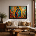 Our Lady of Guadalupe Wall Art Virgencita Framed Canvas Mexican Catholic Prayer Home Decor
