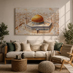 Dome of the Rock Wall Art Aerial View Framed Canvas Qubbat Sakhrah Islamic Decor