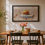 Dome of the Rock Wall Art Aerial View Framed Canvas Qubbat Sakhrah Islamic Decor