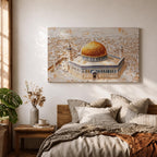 Dome of the Rock Wall Art Aerial View Framed Canvas Qubbat Sakhrah Islamic Decor