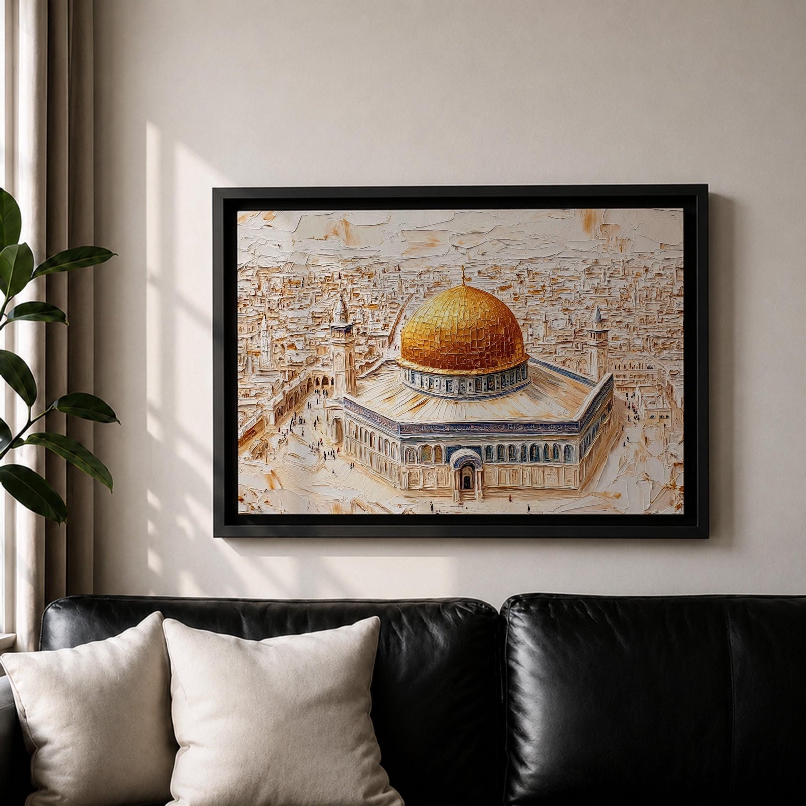 Dome of the Rock Wall Art Aerial View Framed Canvas Qubbat Sakhrah Islamic Decor