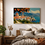 Amalfi Coast Wall Art Positano Italy Framed Canvas Mediterranean Impasto Living Room Decor
