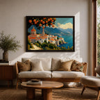 Amalfi Coast Wall Art Positano Italy Framed Canvas Mediterranean Impasto Living Room Decor
