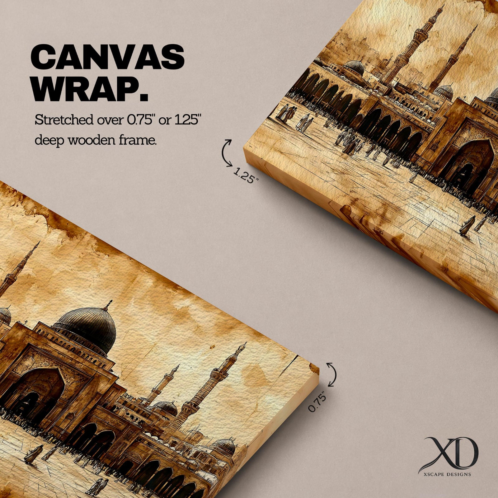 Masjid Al Nabawi Wall Art Prophets Mosque Framed Canvas Medina Vintage Islamic Home Decor