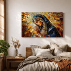 Virgin Mary Wall Art Blessed Mother Framed Canvas Stained Glass Mosaic Catholic Home Decor