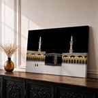 Kaaba Wall Art Night Sky Framed Canvas Masjid Haram Minimalist Mecca Islamic Home Decor