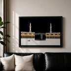 Kaaba Wall Art Night Sky Framed Canvas Masjid Haram Minimalist Mecca Islamic Home Decor