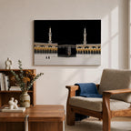 Kaaba Wall Art Night Sky Framed Canvas Masjid Haram Minimalist Mecca Islamic Home Decor