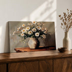 Oxeye Daisy Wall Art Floral Vase Framed Canvas Farmhouse Impasto Botanical Bedroom Home Decor