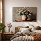 Oxeye Daisy Wall Art Floral Vase Framed Canvas Farmhouse Impasto Botanical Bedroom Home Decor