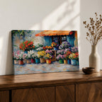 Flower Shop Wall Art Florist Storefront Framed Canvas Rustic Impasto Floral Kitchen Decor