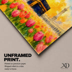 Kaaba Wall Art Tulip Field Framed Canvas Masjid Haram Watercolor Mecca Muslim Home Decor