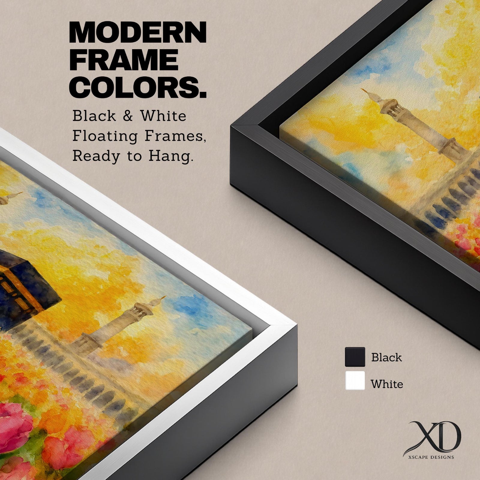 Kaaba Wall Art Tulip Field Framed Canvas Masjid Haram Watercolor Mecca Muslim Home Decor