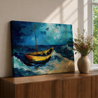 Sailboat Wall Art Ocean Boat Seascape Framed Canvas Nautical Impasto Living Room Decor