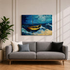 Sailboat Wall Art Ocean Boat Seascape Framed Canvas Nautical Impasto Living Room Decor