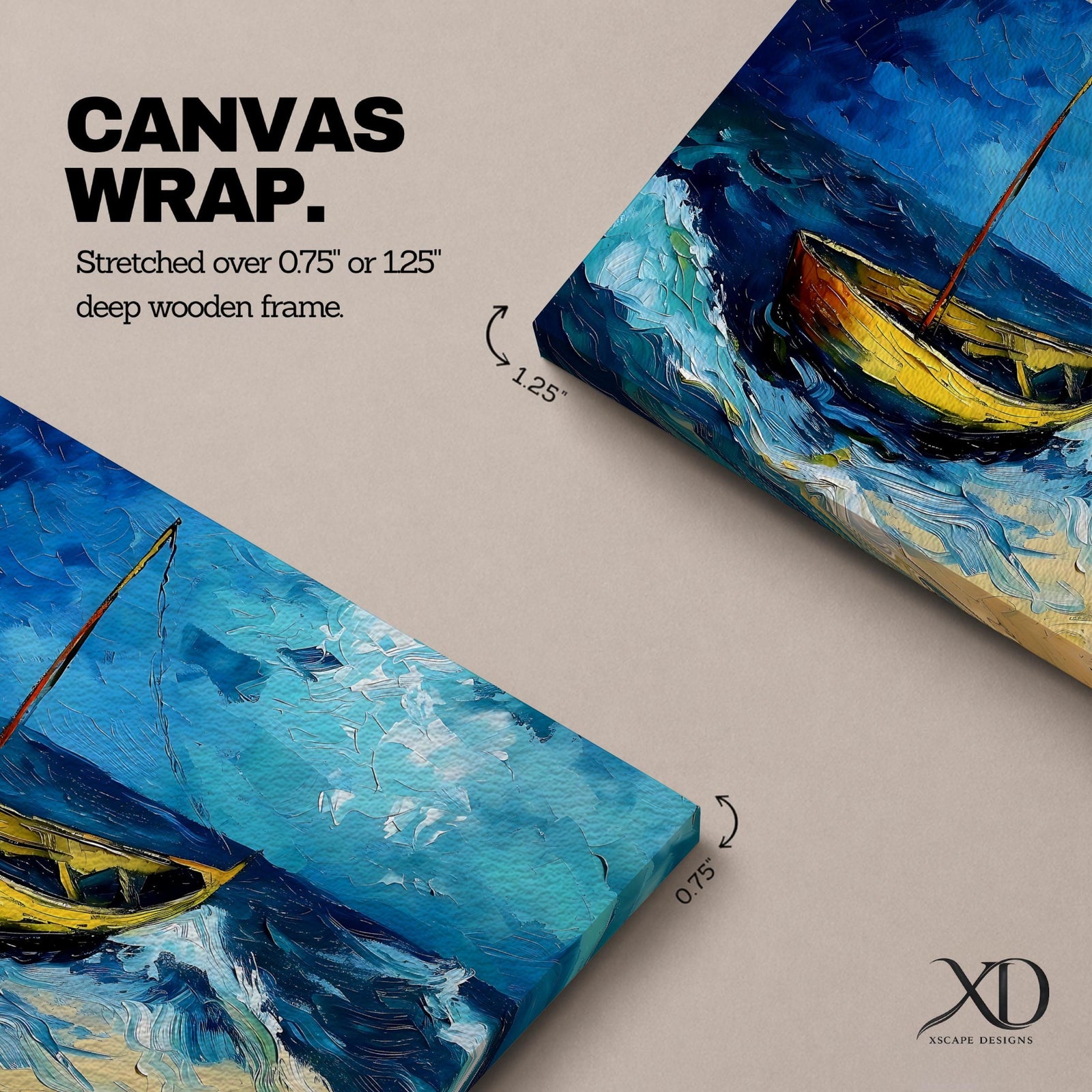 Sailboat Wall Art Ocean Boat Seascape Framed Canvas Nautical Impasto Living Room Decor