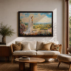 Virgin Mary Apparition Wall Art Our Lady of Fatima Framed Canvas Catholic Prayer Decor
