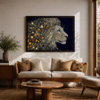 Lion Wall Art Big Cat Framed Canvas Wildlife Mosaic Majestic Safari Bedroom Decor