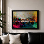 Last Supper Wall Art Jesus and Apostles Framed Canvas Abstract Christian Prayer Home Decor