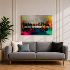 Last Supper Wall Art Jesus and Apostles Framed Canvas Abstract Christian Prayer Home Decor