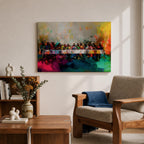 Last Supper Wall Art Jesus and Apostles Framed Canvas Abstract Christian Prayer Home Decor