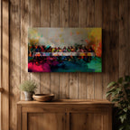 Last Supper Wall Art Jesus and Apostles Framed Canvas Abstract Christian Prayer Home Decor