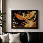 Phoenix Wall Art Firebird Framed Canvas Mythology Fantasy Boho Home Decor