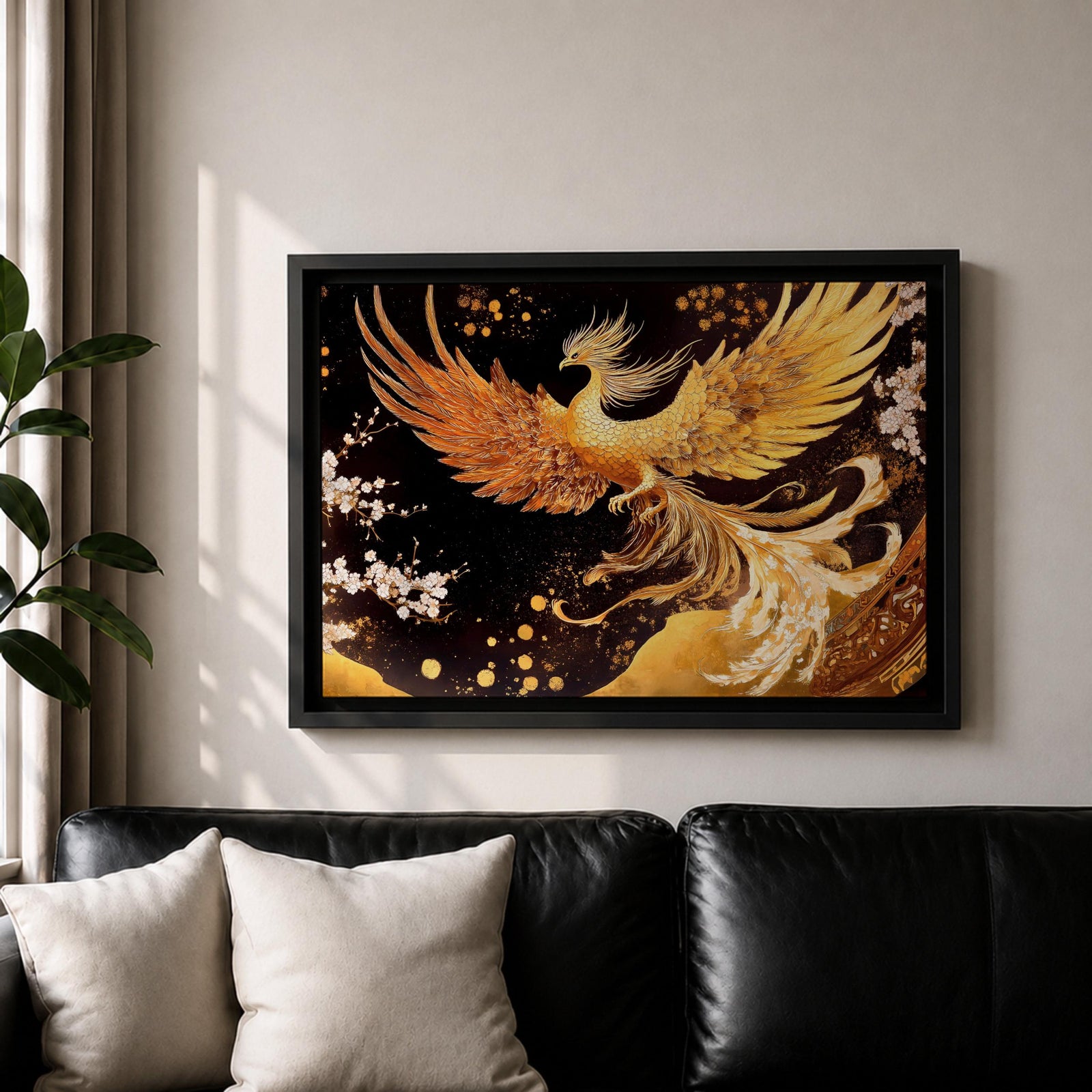 Phoenix Wall Art Firebird Framed Canvas Mythology Fantasy Boho Home Decor