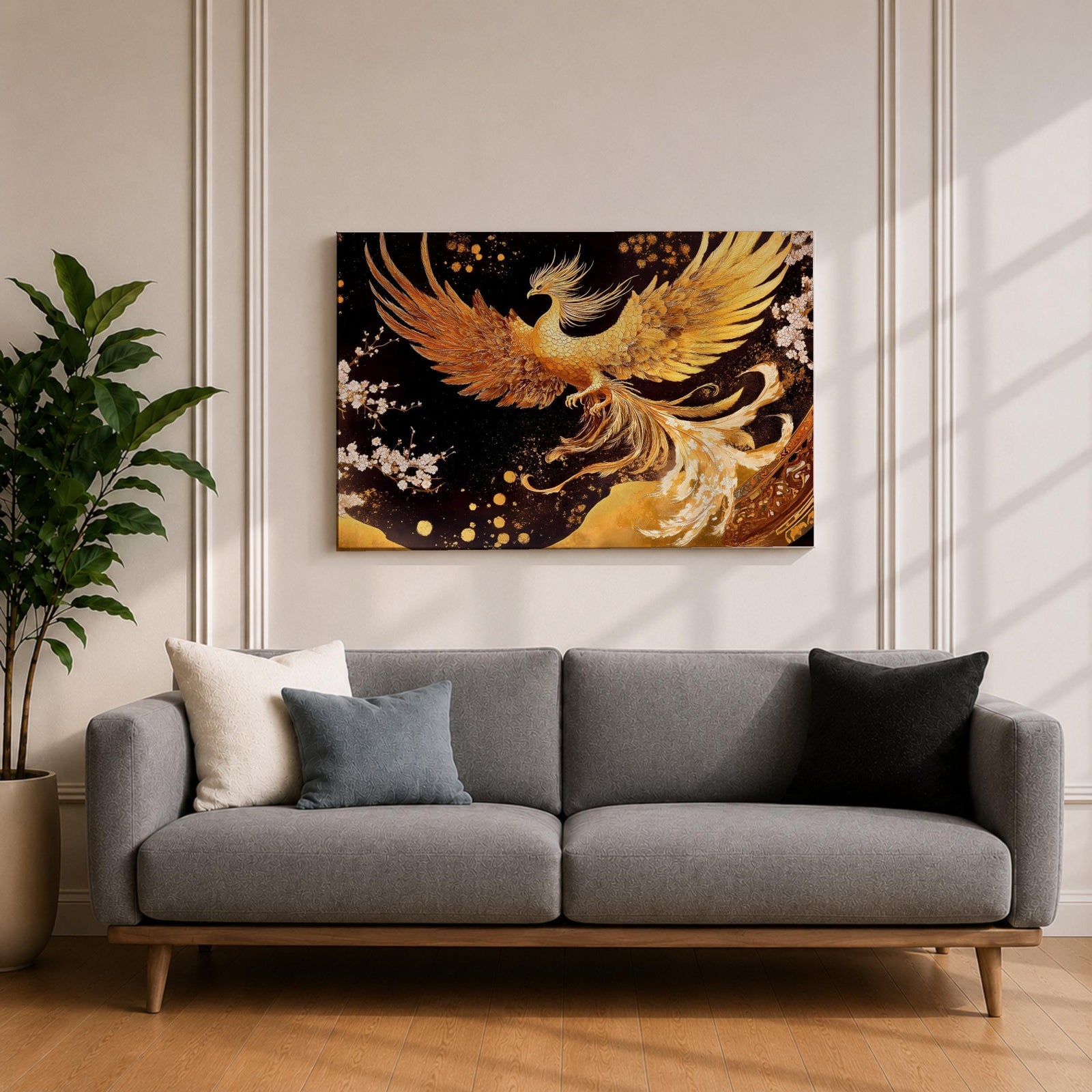 Phoenix Wall Art Firebird Framed Canvas Mythology Fantasy Boho Home Decor