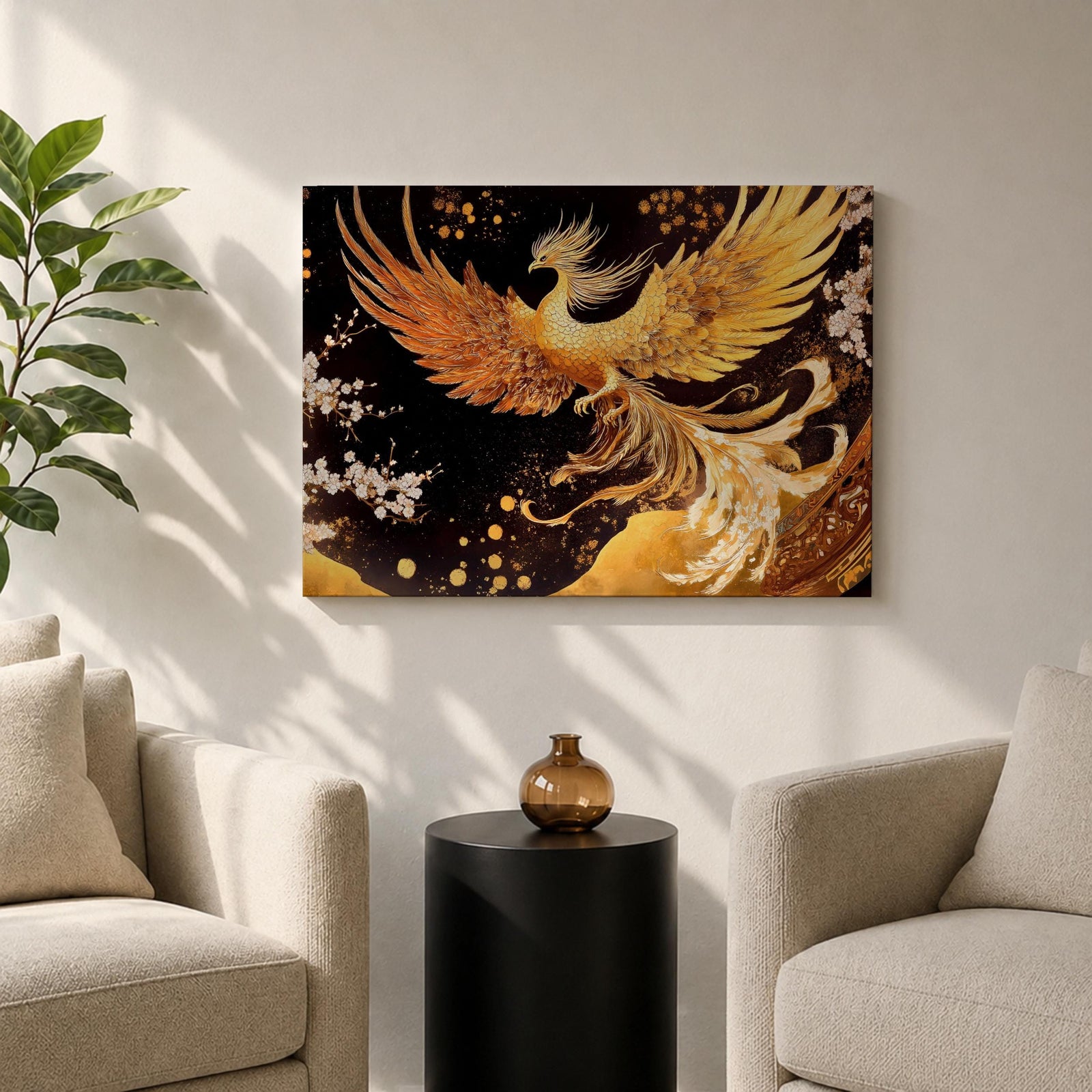Phoenix Wall Art Firebird Framed Canvas Mythology Fantasy Boho Home Decor