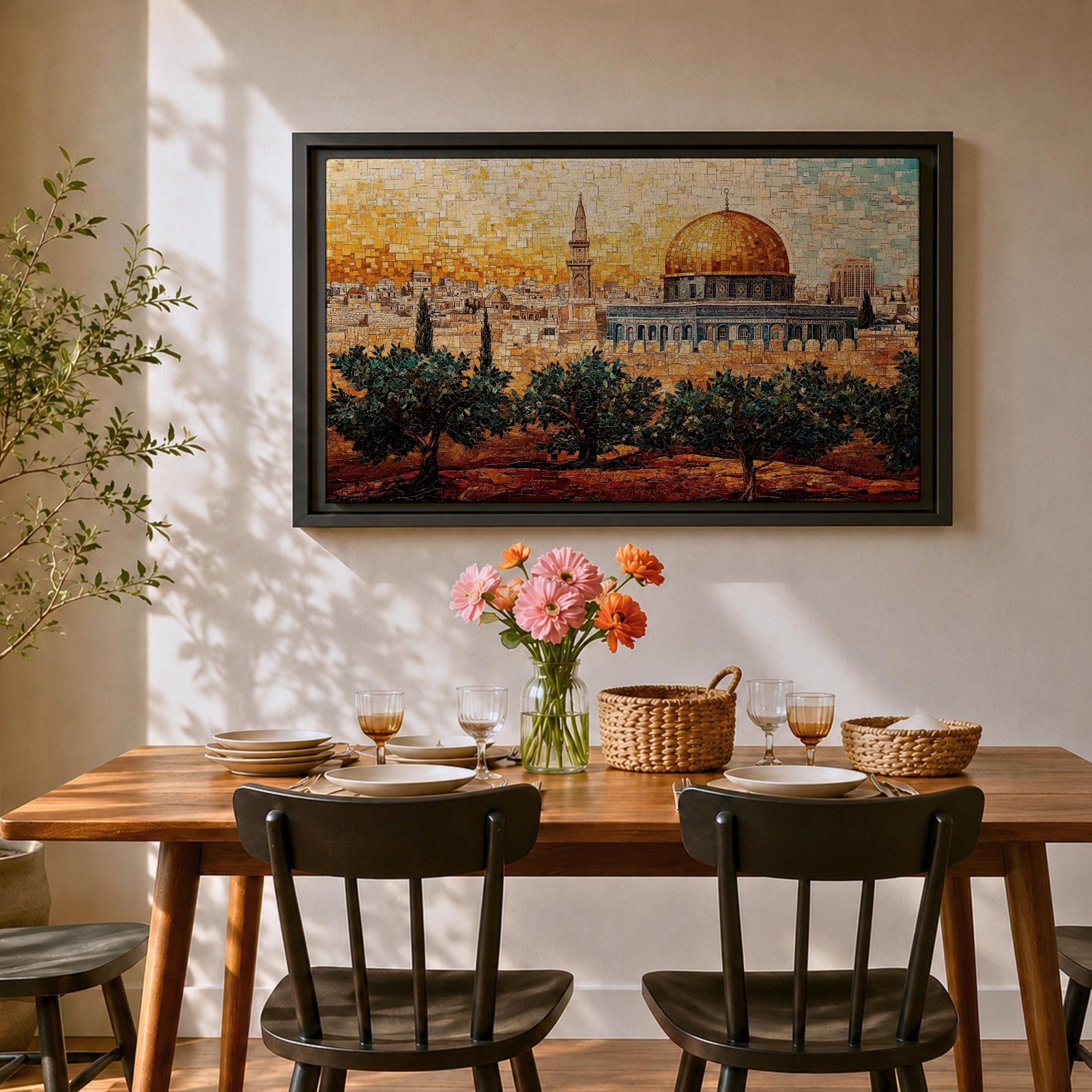 Dome Rock Wall Art City View Framed Canvas Qubbat Sakhra Mosaic Jerusalem Home Decor