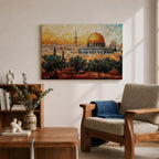 Dome Rock Wall Art City View Framed Canvas Qubbat Sakhra Mosaic Jerusalem Home Decor