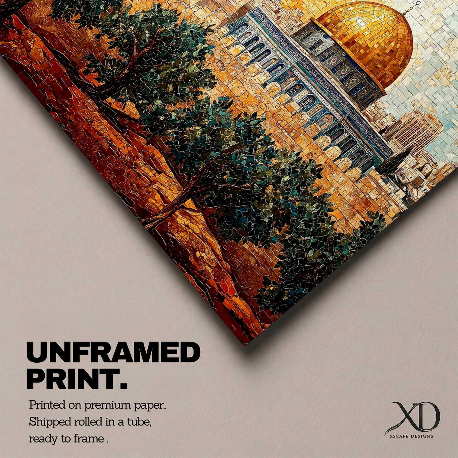 Dome Rock Wall Art City View Framed Canvas Qubbat Sakhra Mosaic Jerusalem Home Decor