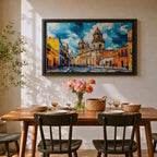 Mexico City Wall Art CDMX Framed Canvas Cityscape Mexican Architecture Watercolor Boho Home Decor