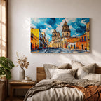 Mexico City Wall Art CDMX Framed Canvas Cityscape Mexican Architecture Watercolor Boho Home Decor