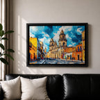 Mexico City Wall Art CDMX Framed Canvas Cityscape Mexican Architecture Watercolor Boho Home Decor